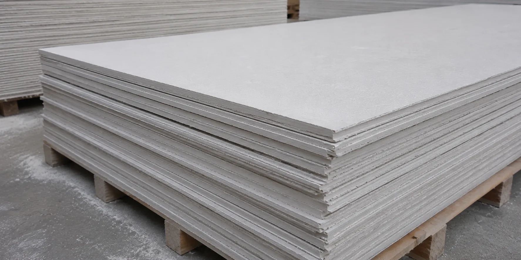 Packaged gypsum ready for dispatch